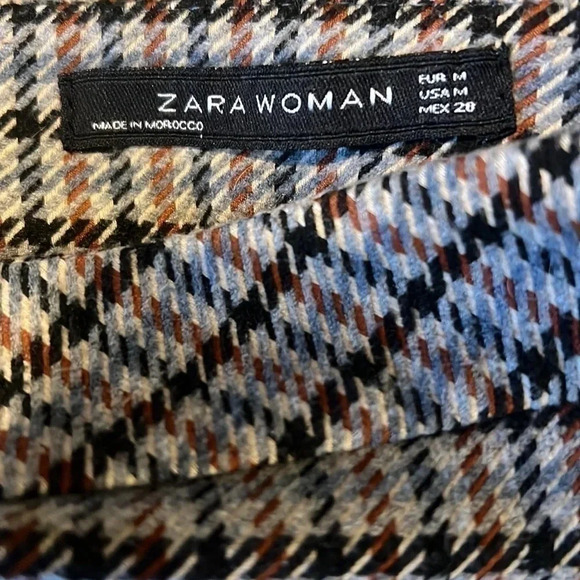 Zara Womens Flower Embroidered Plaid Skirt Size M - Picture 4 of 4